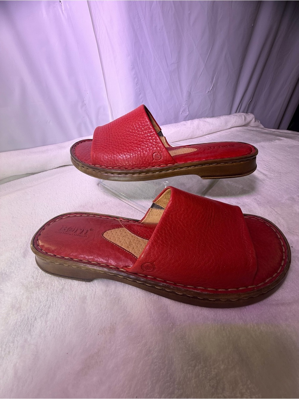 Born Red Leather Slide Mules